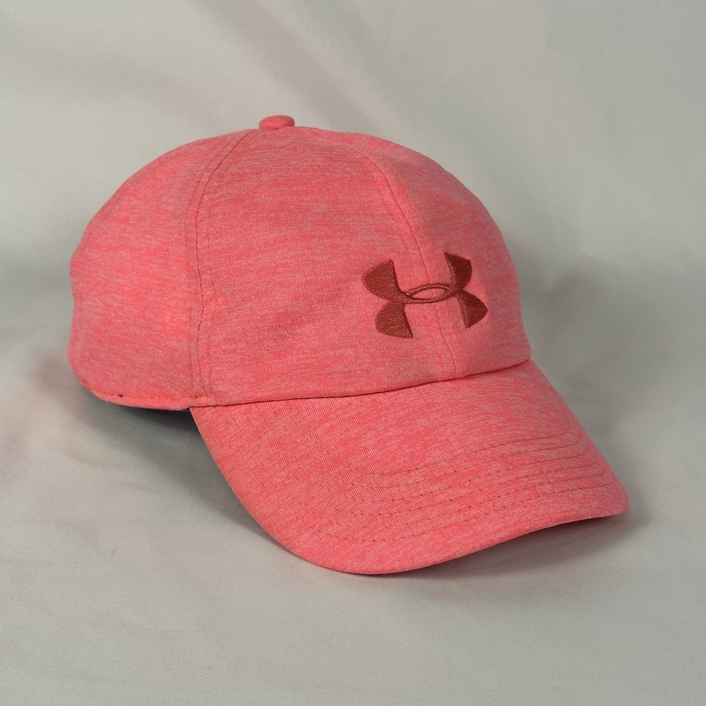 Under Armour Women Athletic Cap Salmon Heather Strapback Hat Running Tennis Golf